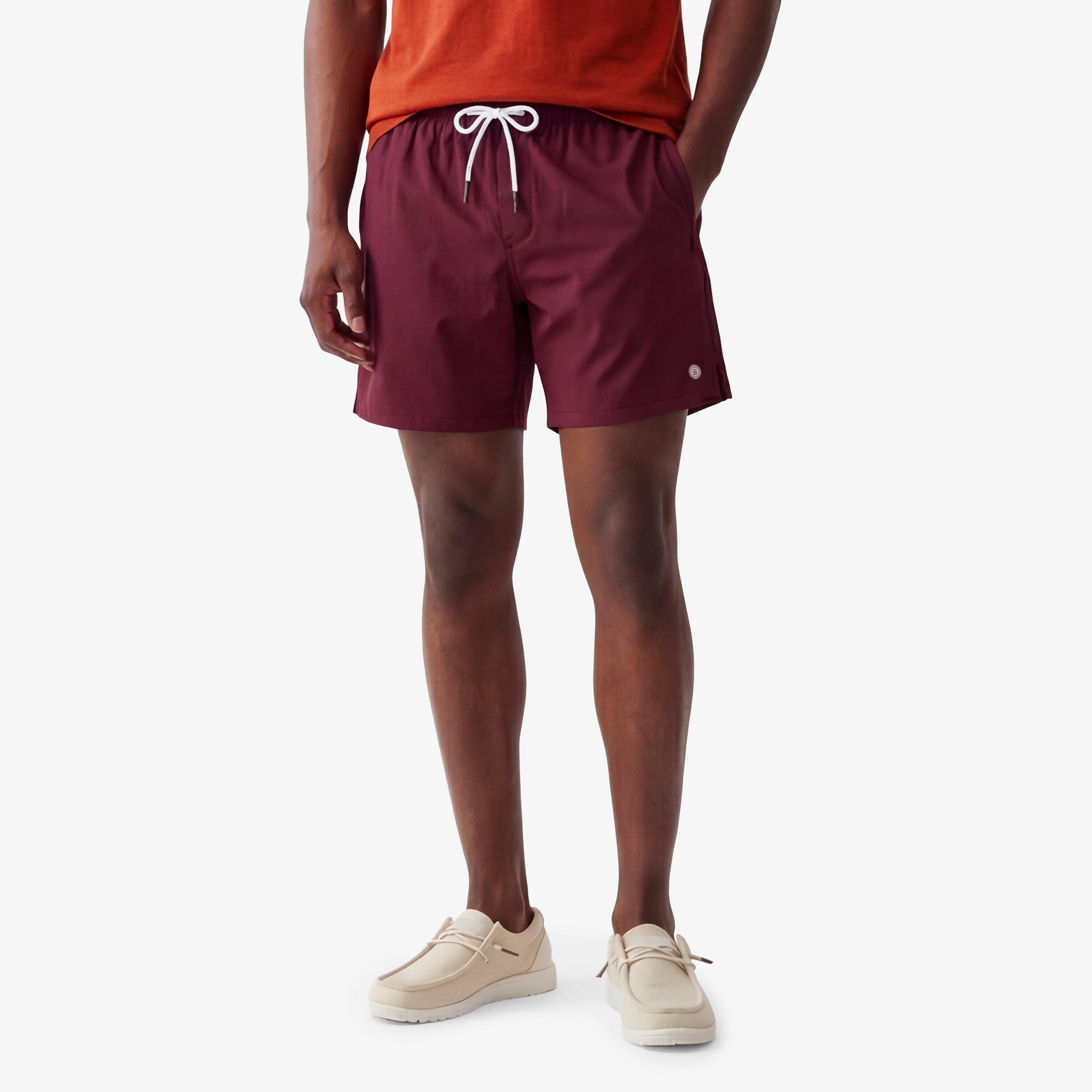 Pantaloncini da bagno tinta unita Nestor rosso bordeaux 2/4
