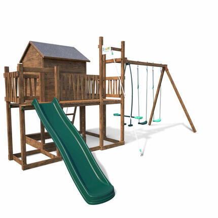 Aire de jeux avec cabane et toboggan COTTAGE HAPPY
