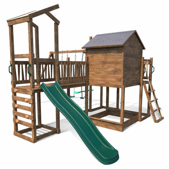 Aire de jeux avec cabane et toboggan COTTAGE FUNNY