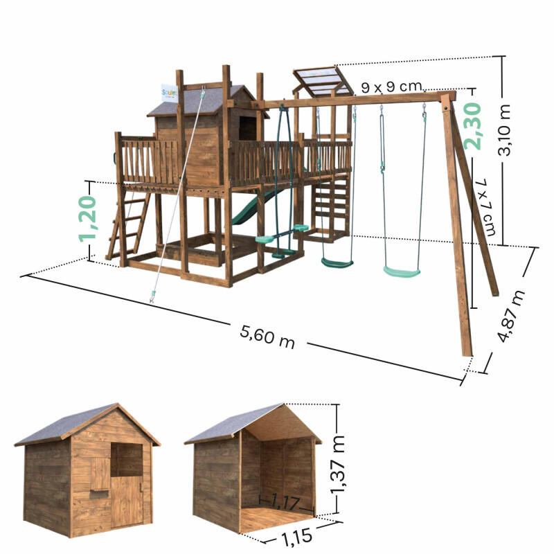 Aire de jeux avec cabane et toboggan COTTAGE FUNNY 4/5