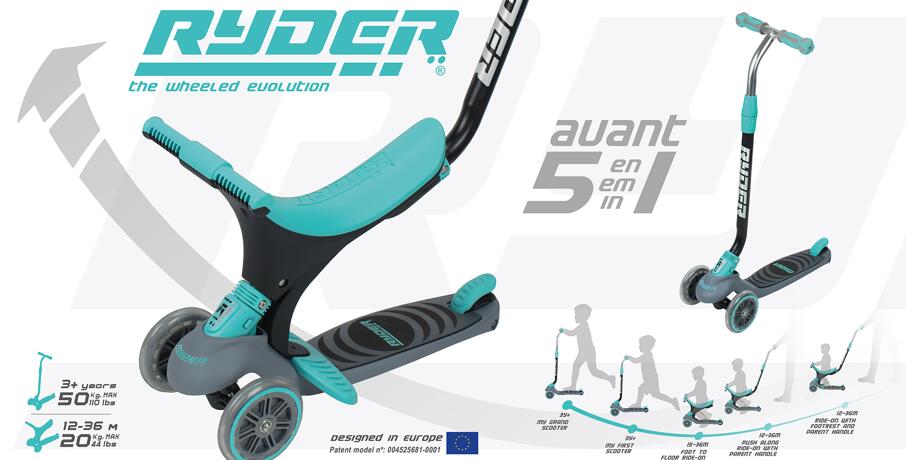 Patinete RYDER Avant 5 en 1 Turquesa Infantil (3405) +12 meses 3/4