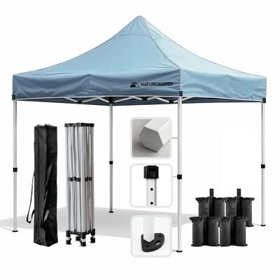 Gazebo Pieghevole 3x3m Blu Impermeabile Giardino Eventi Acciaio Esagonale UPF