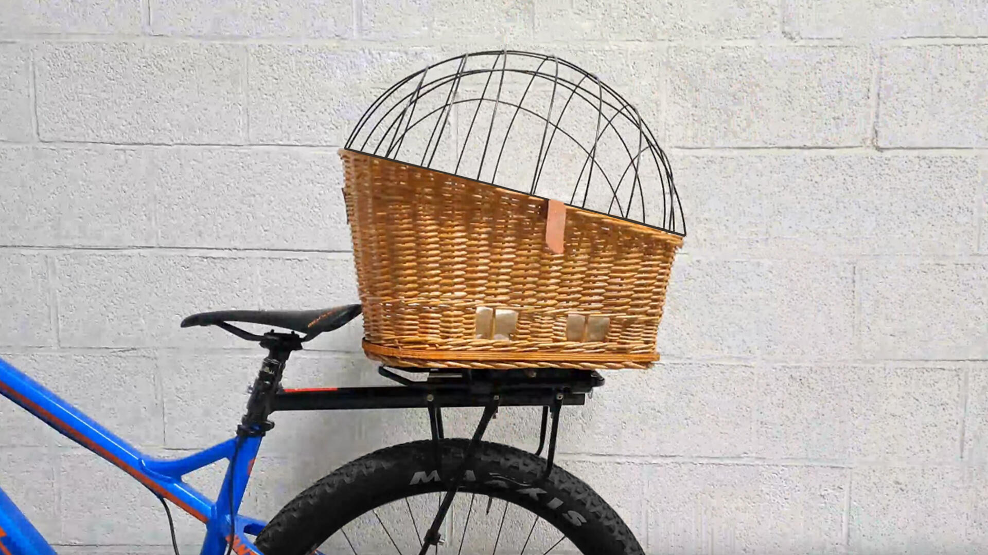 Hinterer Fahrradkorb aus Weide für Hund, Katze zur Befestigung am Gepäckträger 7/7