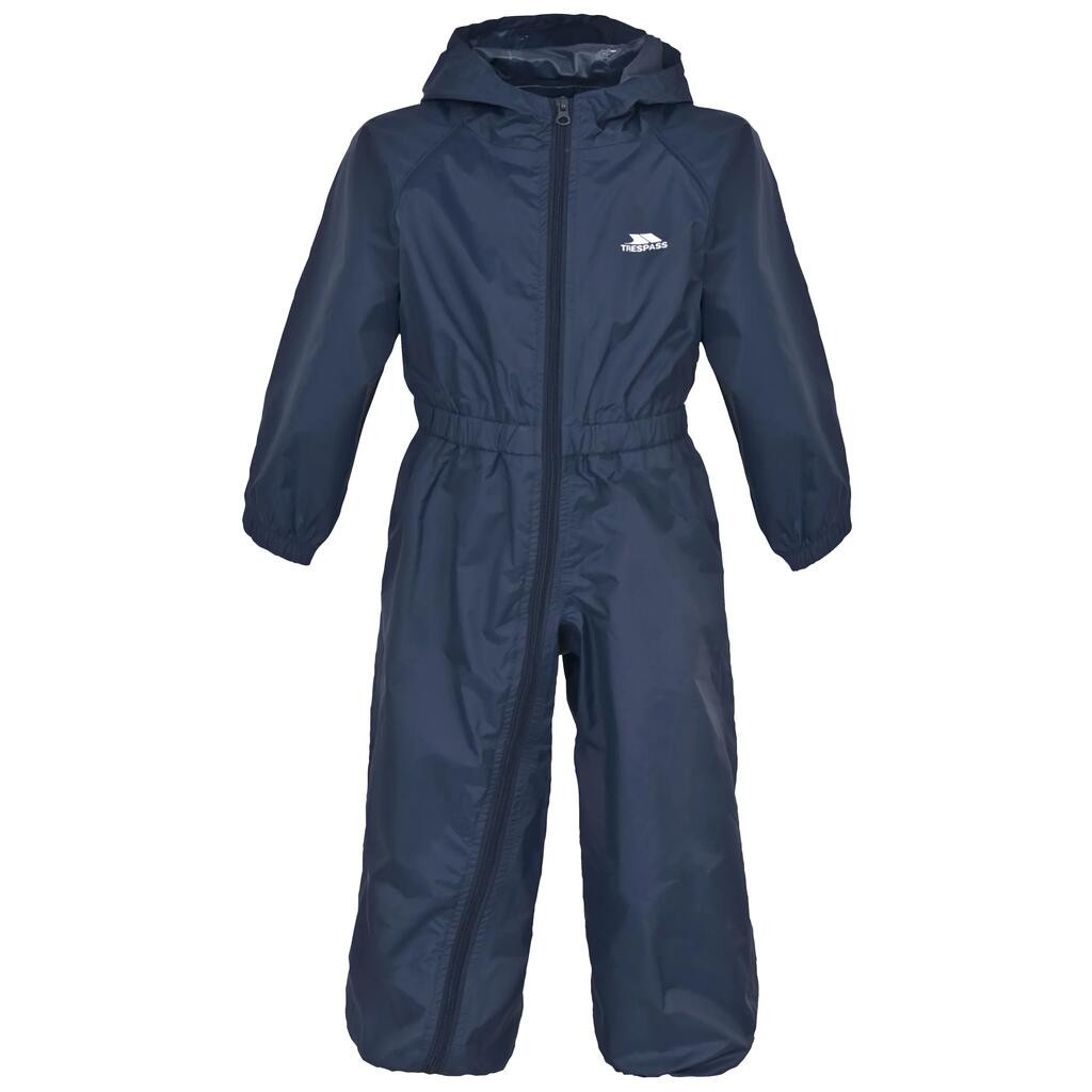 Unisex Kids Grown On Hood Waterproof Rain Suit - Button