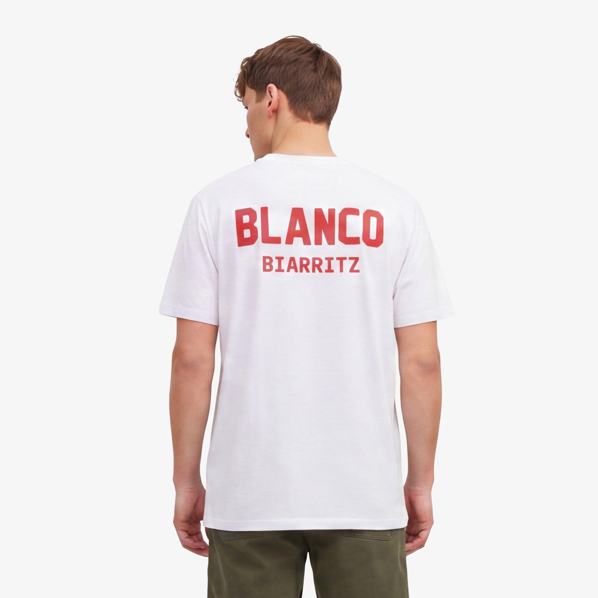 T-shirt de gola redonda branca em algodão estampado nas costas BLANCO BIARRITZ 2/6