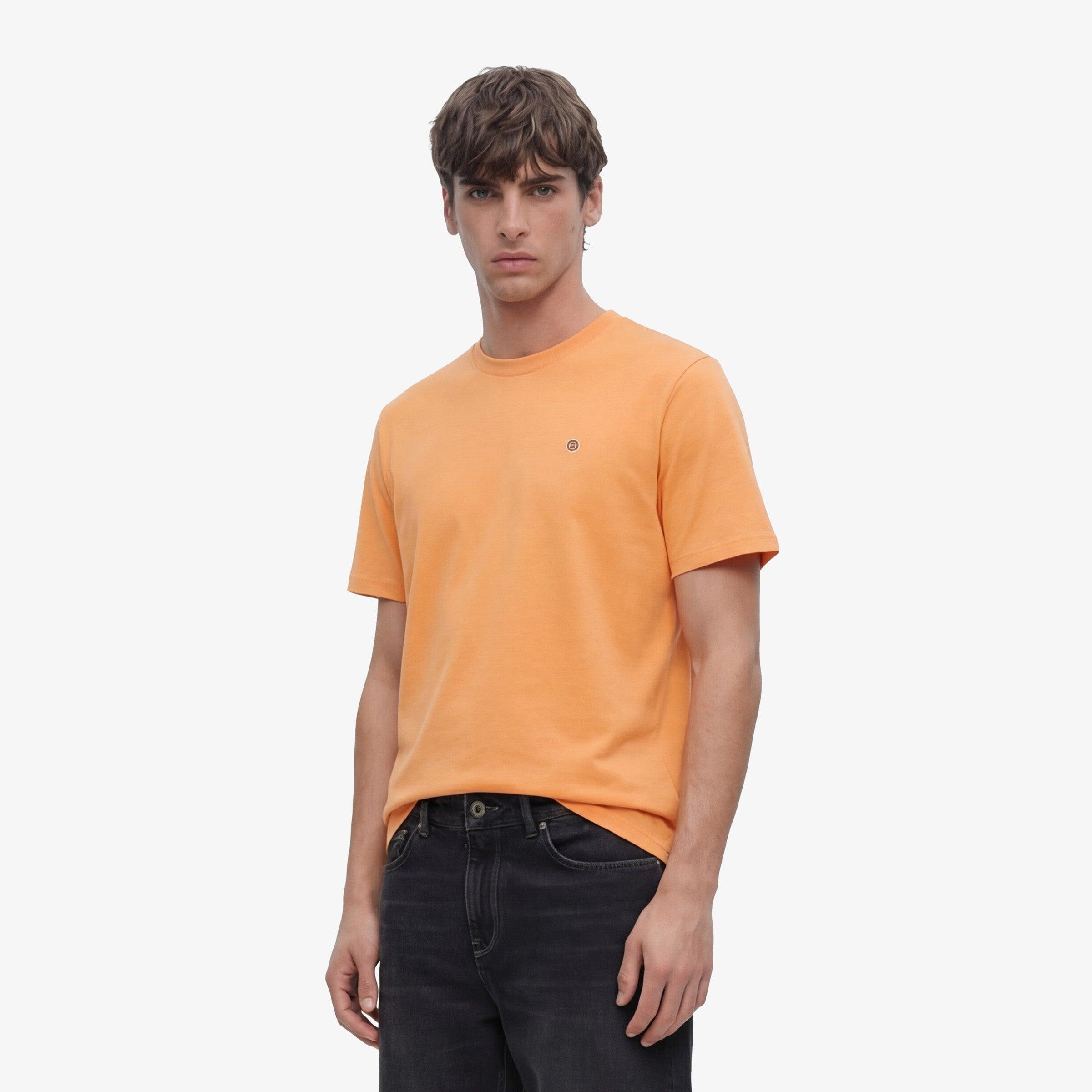 Camiseta de cuello redondo Théo de algodón naranja mandarina 2/5