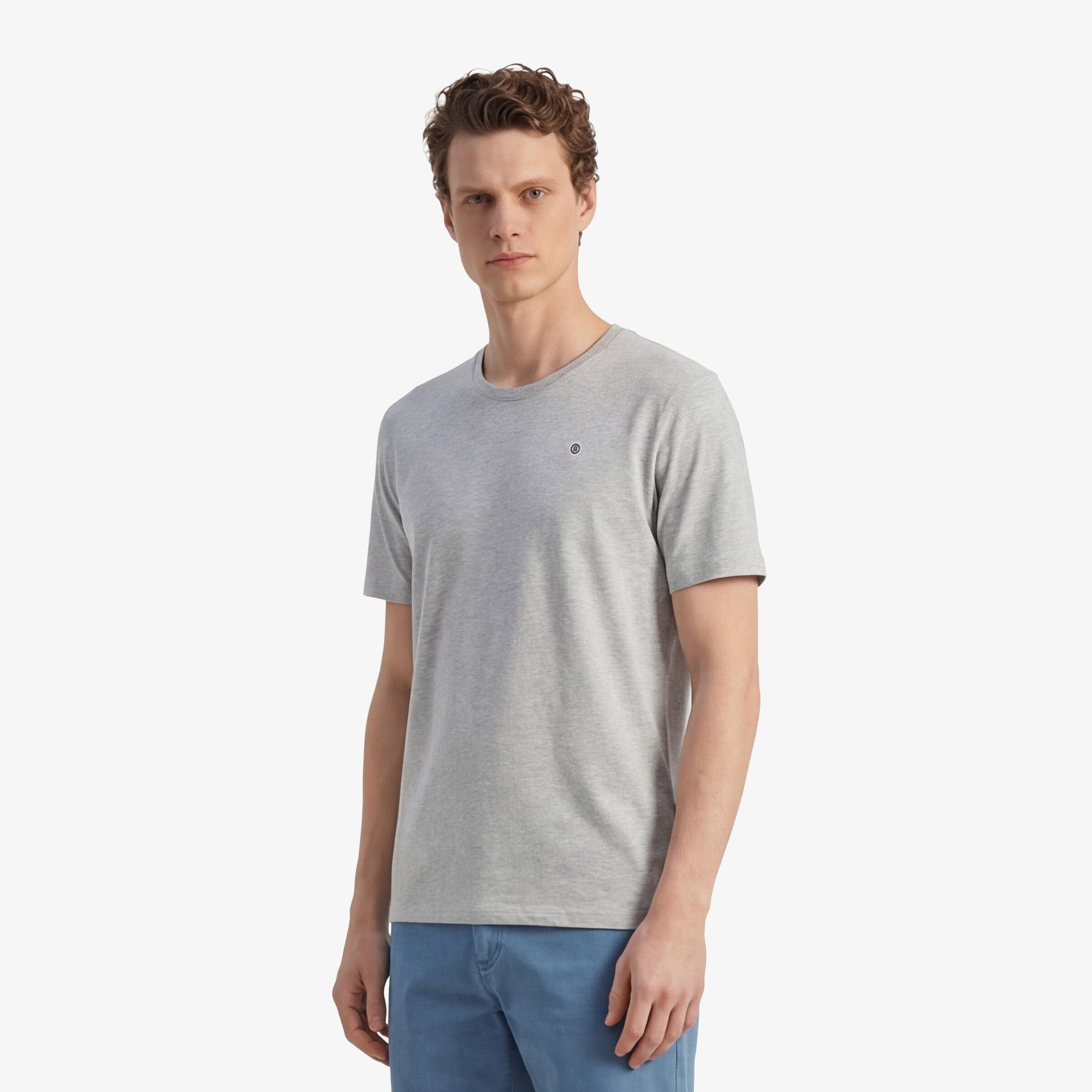 T-shirt de gola redonda Théo em algodão cinza mesclado 2/5