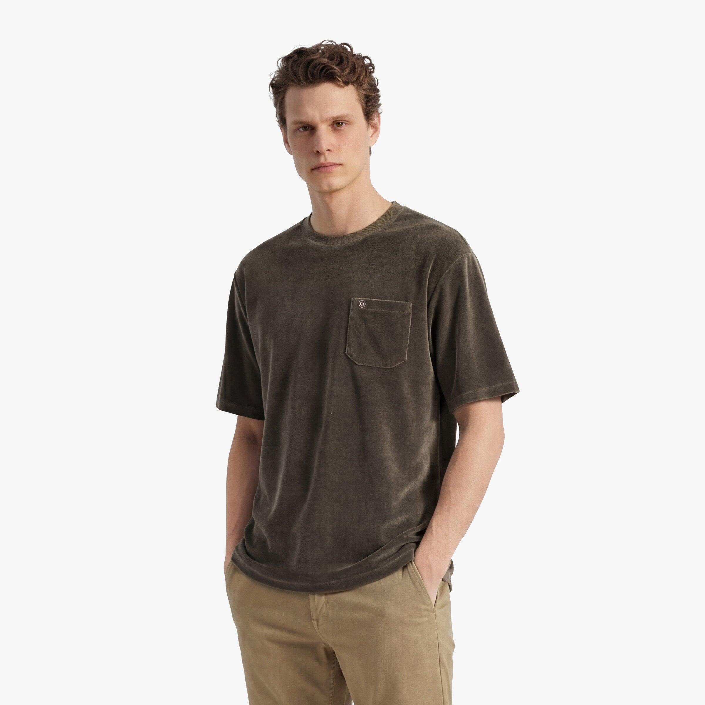 T-shirt de gola redonda Thor em tecido esponjoso castanho argila 2/6