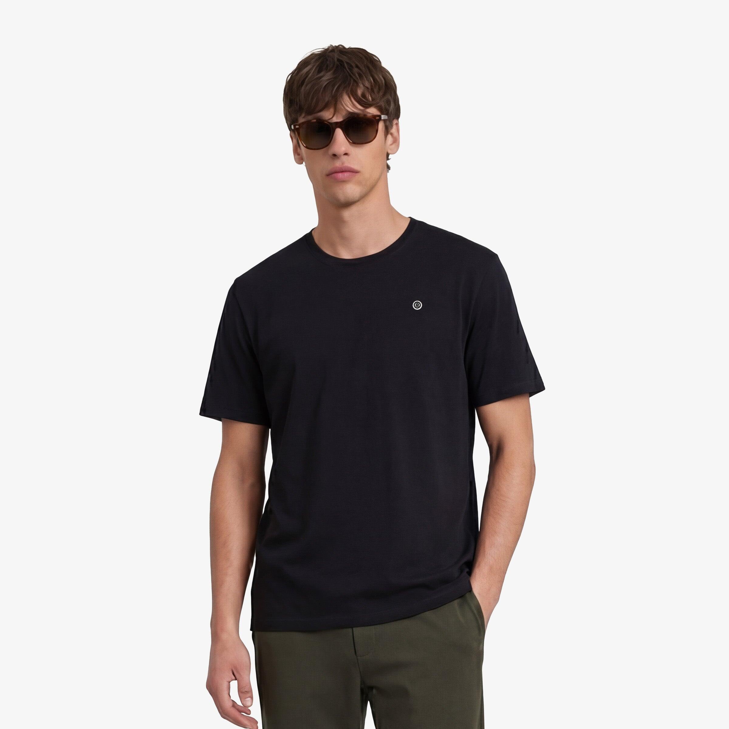 T-shirt de gola redonda Théo em algodão preto 2/5