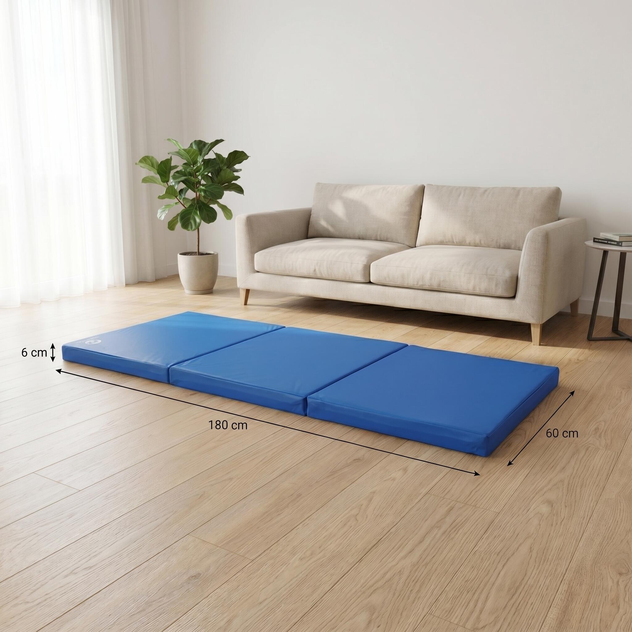 Tapete de ginástica 180 x 60 x 6 cm azul Tapete de piso macio dobrável Jeflex 7/7