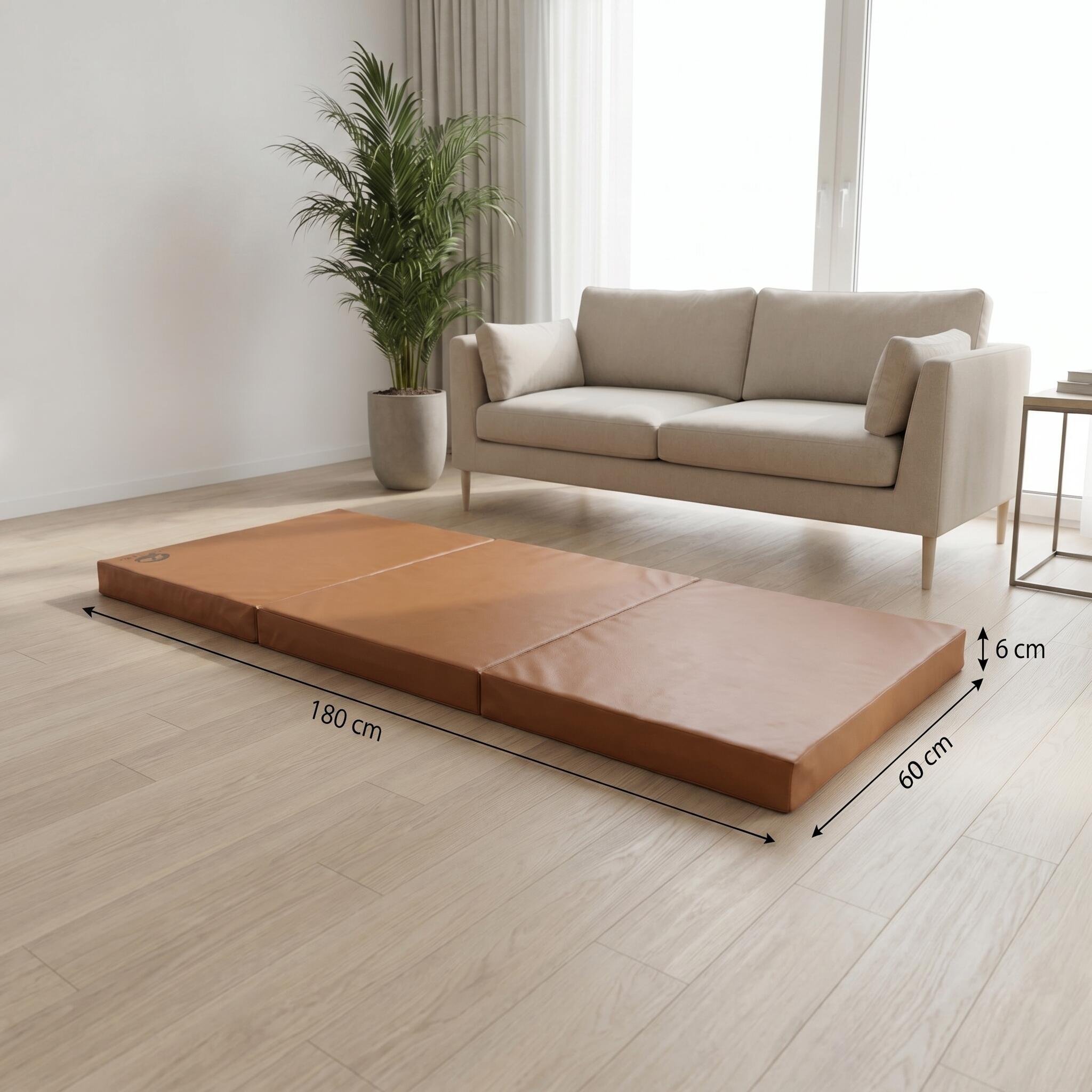 Jeflex Tappetino ginnastica pieghevole 180x60x6 cm marrone morbido 6/7