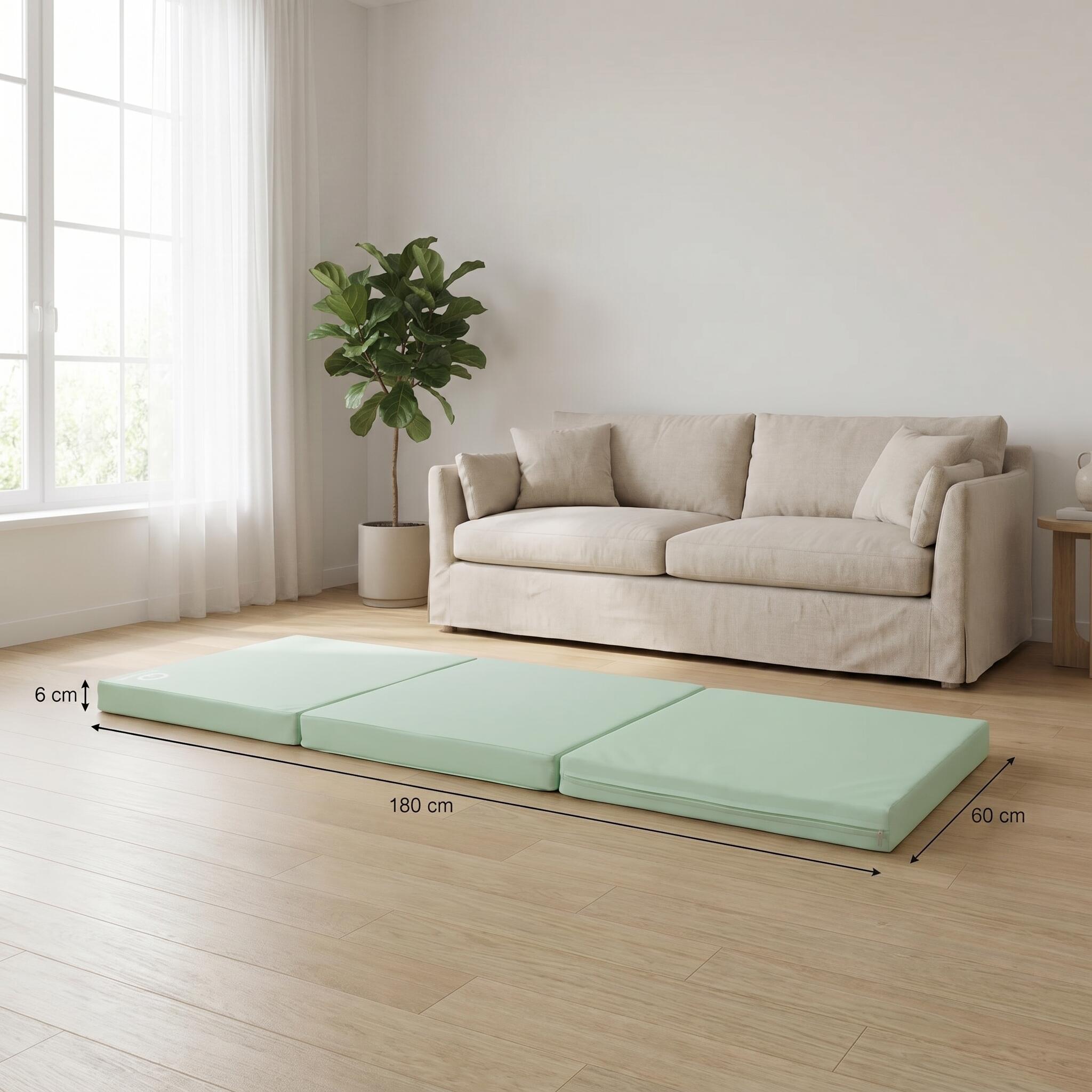 Jeflex Tapis de gymnastique pliable 180x60x6 cm vert/gris souple 6/7