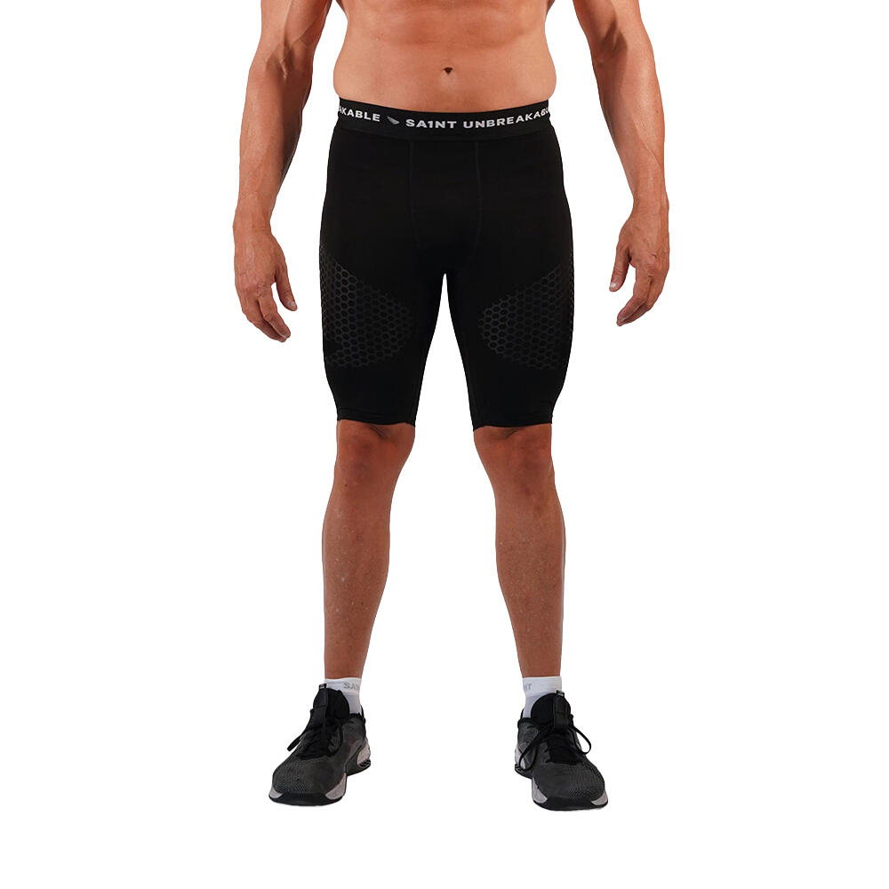 SA1NT Mens 3/4 Compression Shorts Muscle Support /Gym Activewear