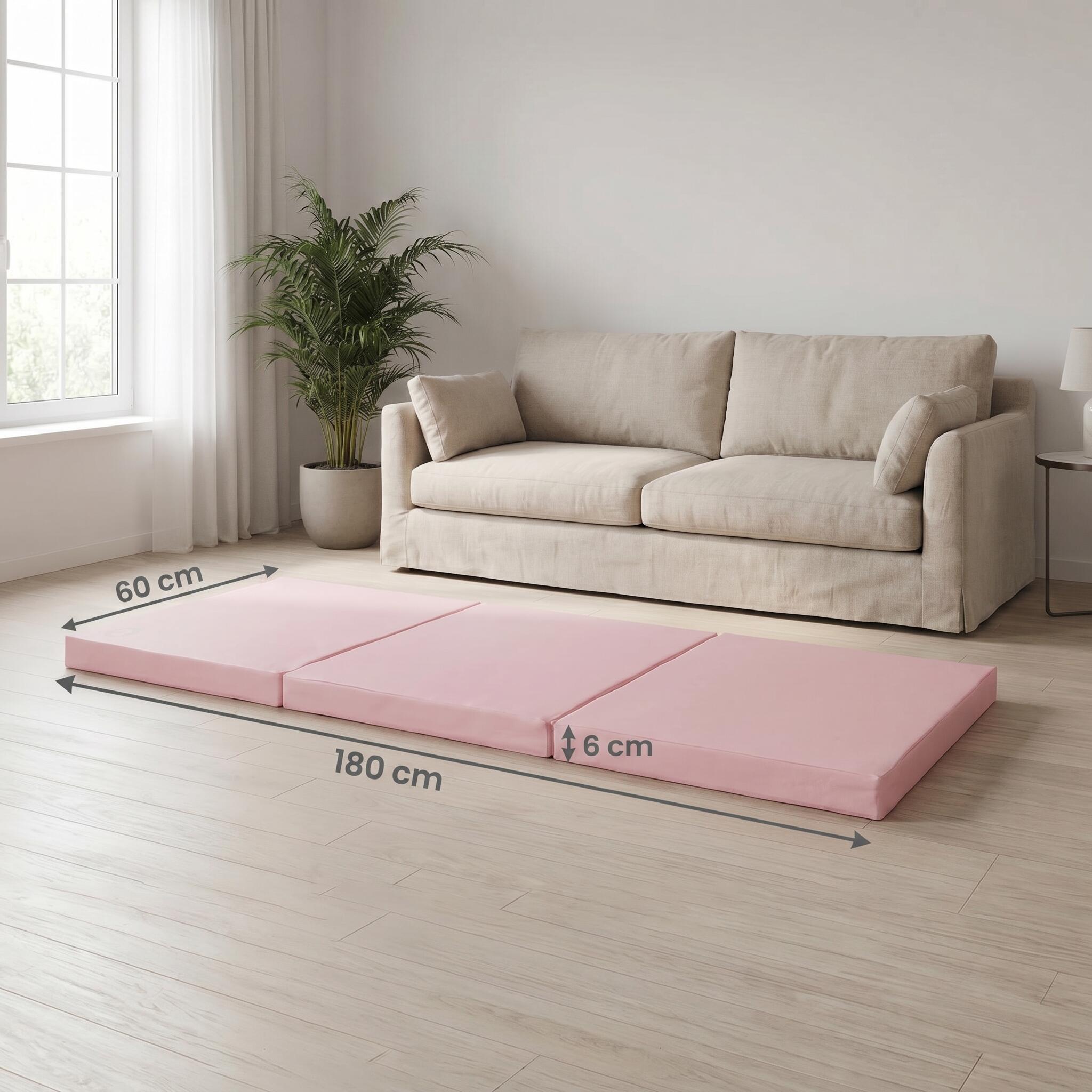 Jeflex Tappetino ginnastica pieghevole 180x60x6 cm rosa morbido 7/7