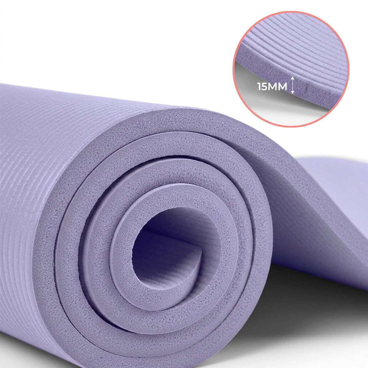 Mata do ćwiczeń i jogi NBR 1,5 cm, 182 × 60 cm, z paskiem do noszenia 3/7