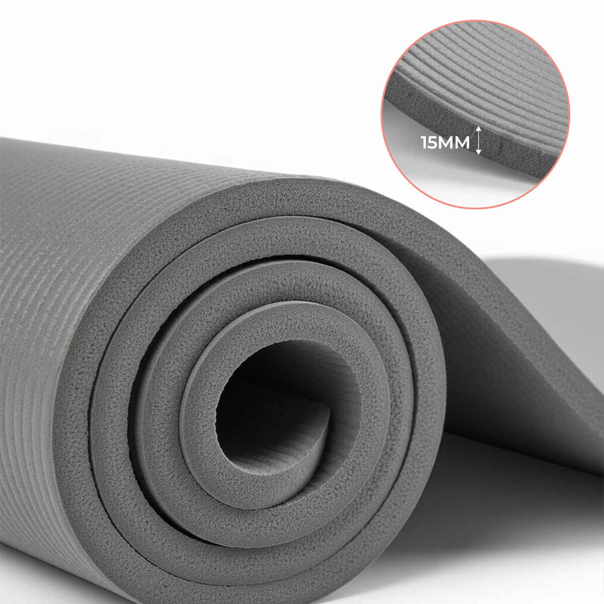 Mata do ćwiczeń i jogi NBR 1,5 cm, 182 × 60 cm, z paskiem do noszenia 3/7