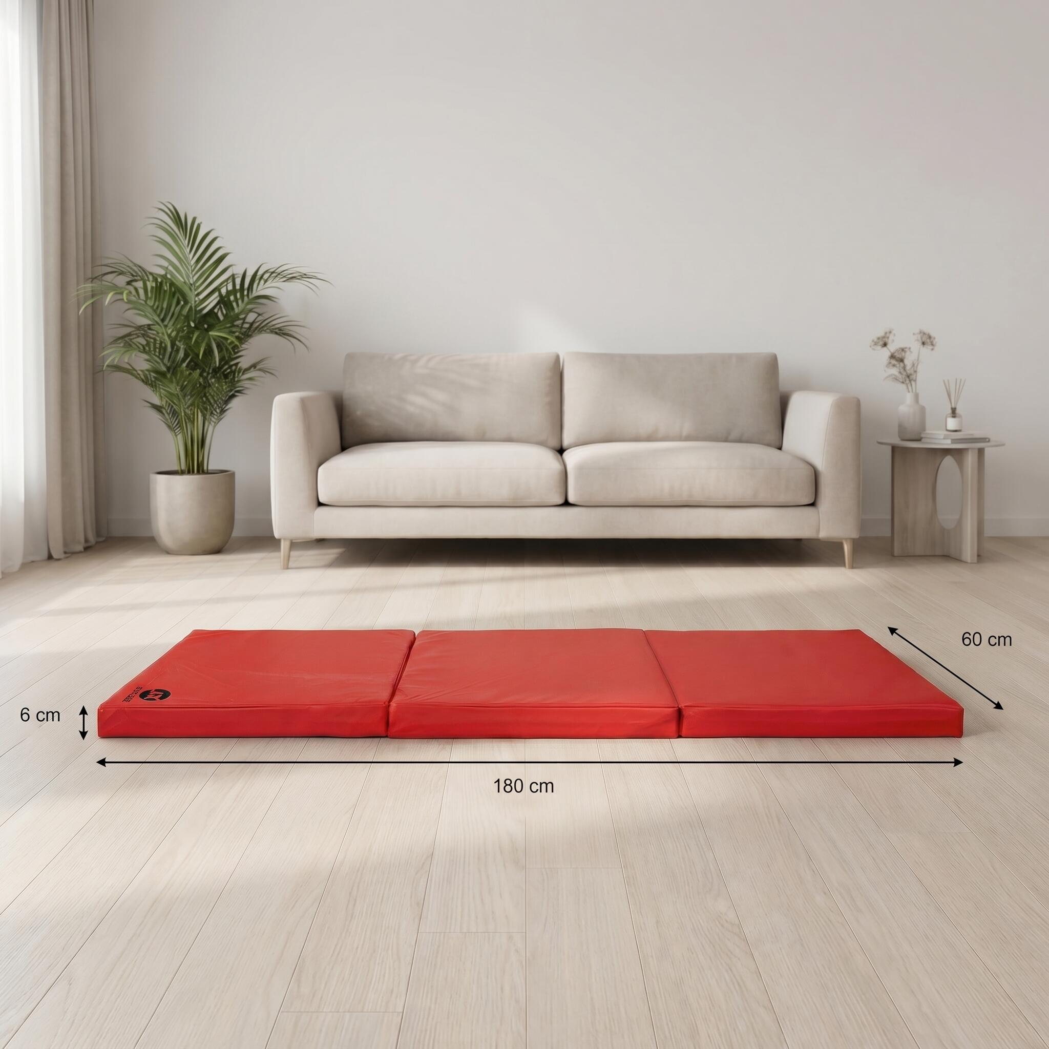 Jeflex Tapete de ginástica dobrável 180x60x6 cm vermelho macio 7/7