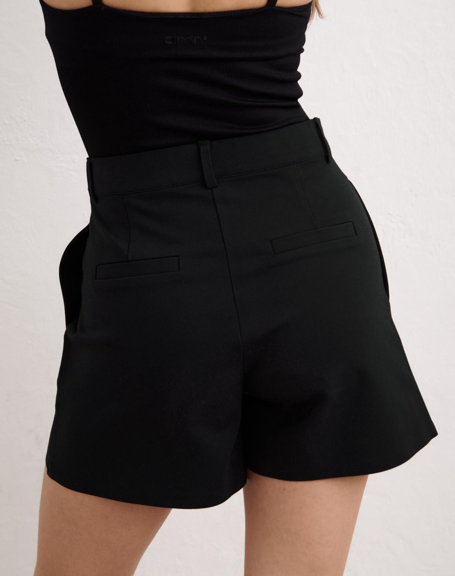 Bermudas Mujer Corte Sastre Cintura Alta Transpirable Elástico Luxe Negro 3/7