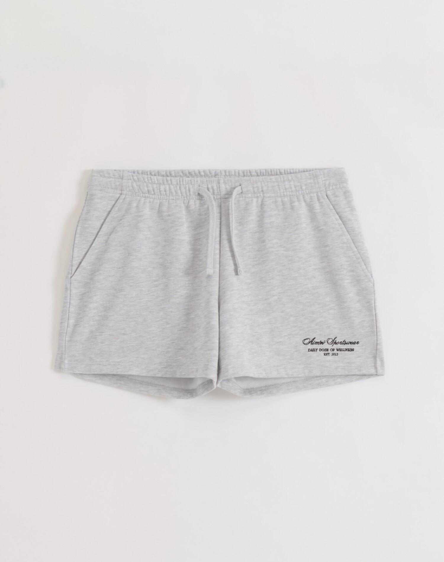 Femme Short de Survêtement Coupe Ample Mélange de Coton Script Gris Clair Chiné 6/6