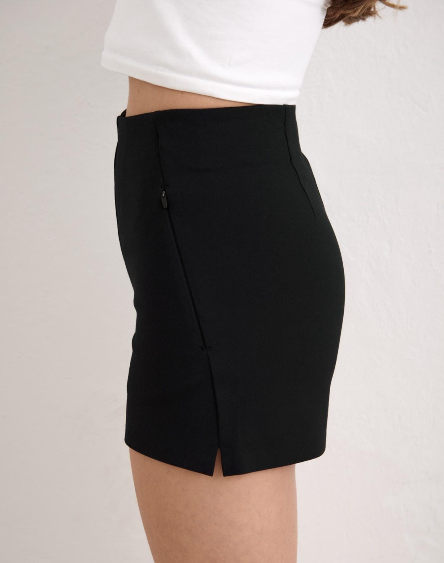 Shorts Mujer Mini Mezcla de Modal Tiro Alto Bolsillos con Cremallera Luxe Negro 5/6