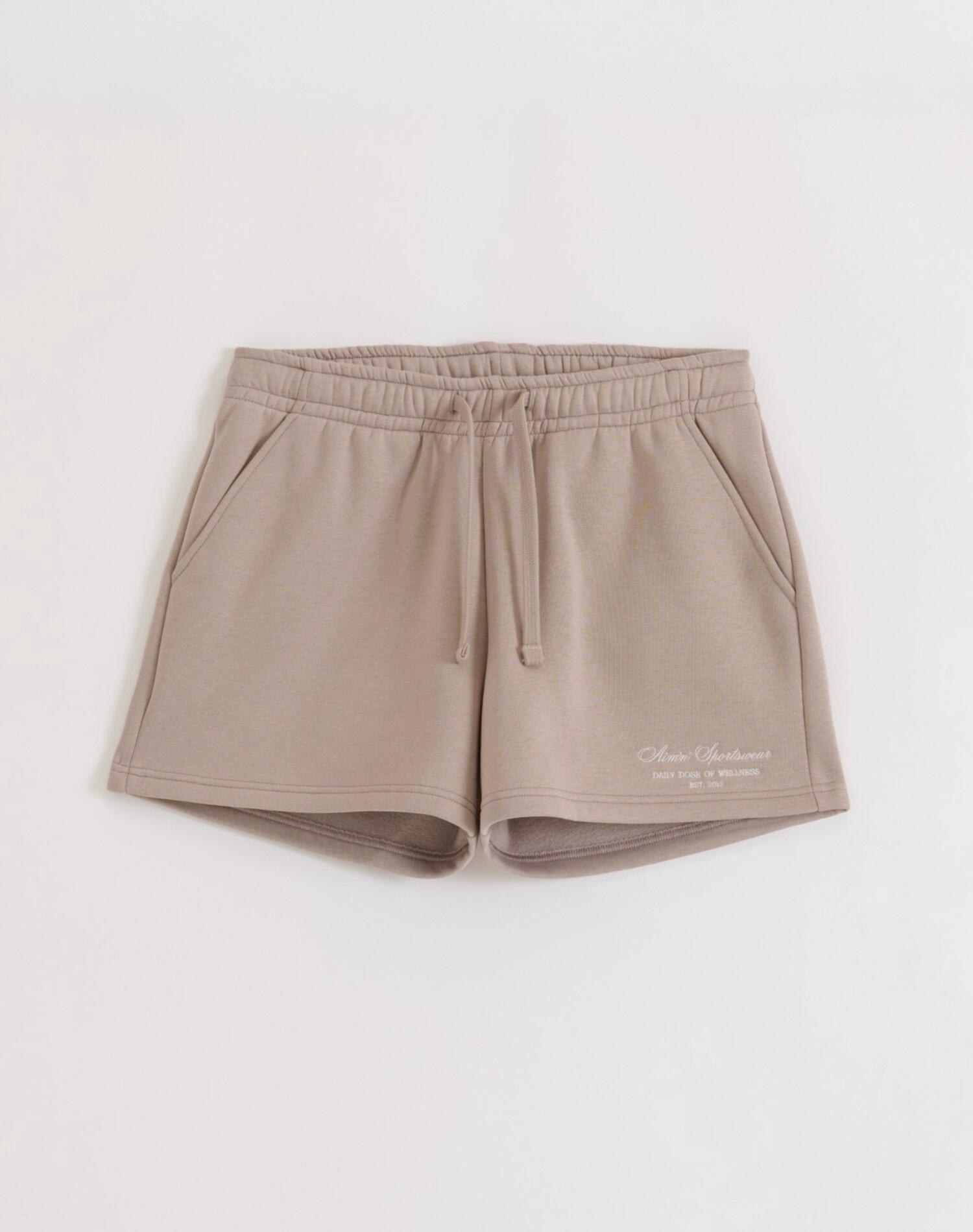 Shorts Donna in Felpa Vestibilità Rilassata Misto Cotone Script Argilla Scura 6/6