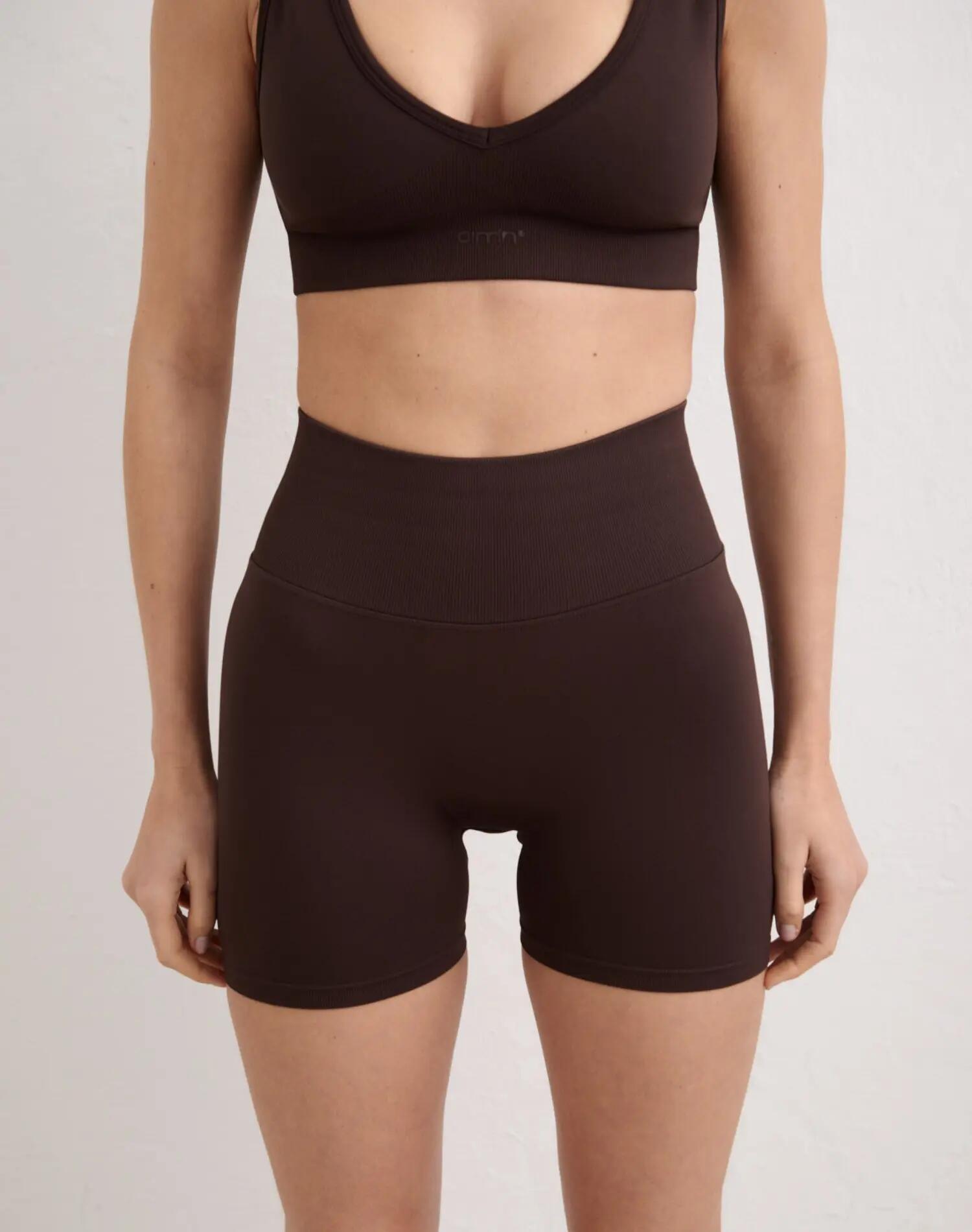 Mujer Pantalones Cortos Mini Sin Costura Chocolate 5/7