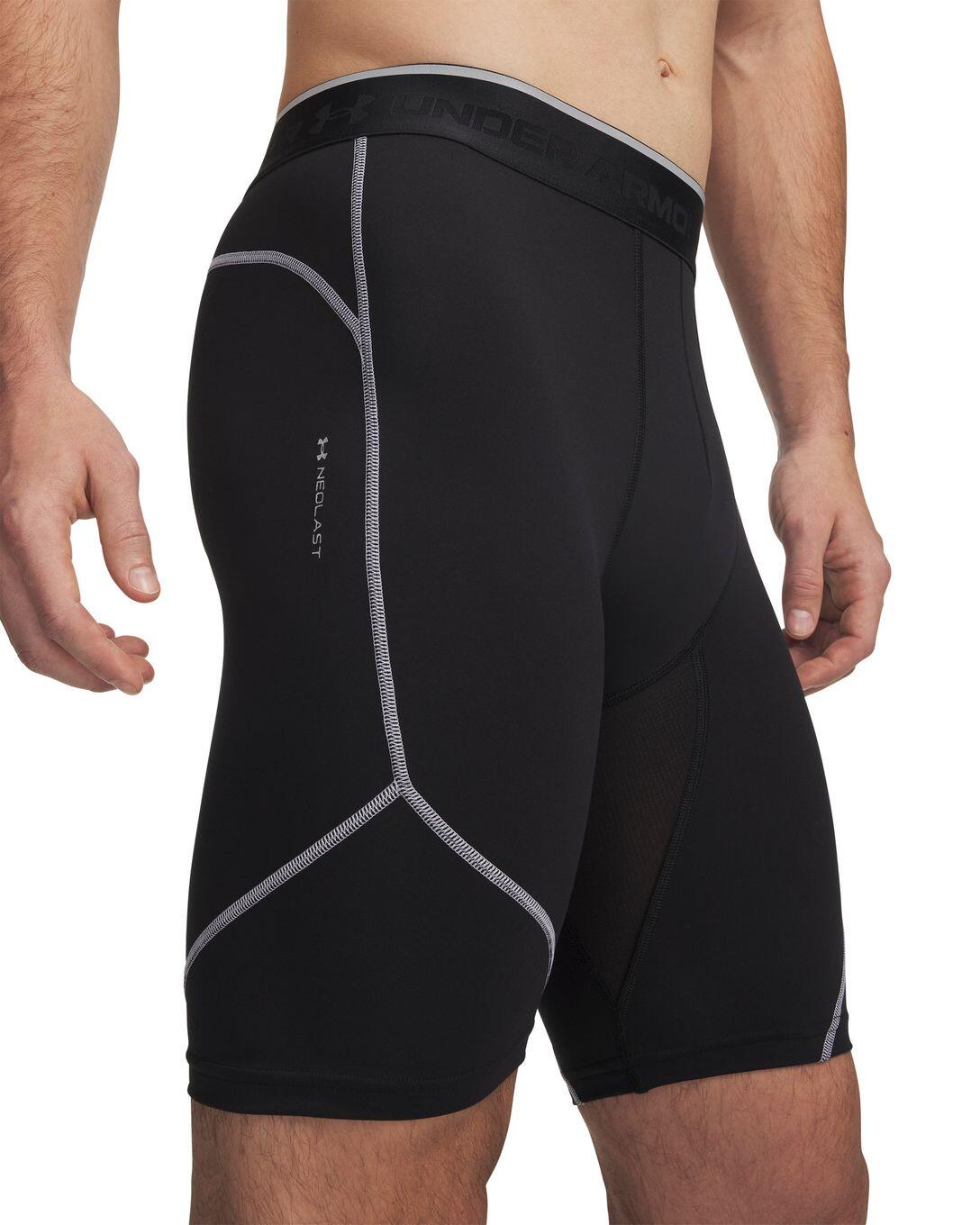 Under Armour HeatGear Elite compressiefietsbroek voor heren, zwart 3/4