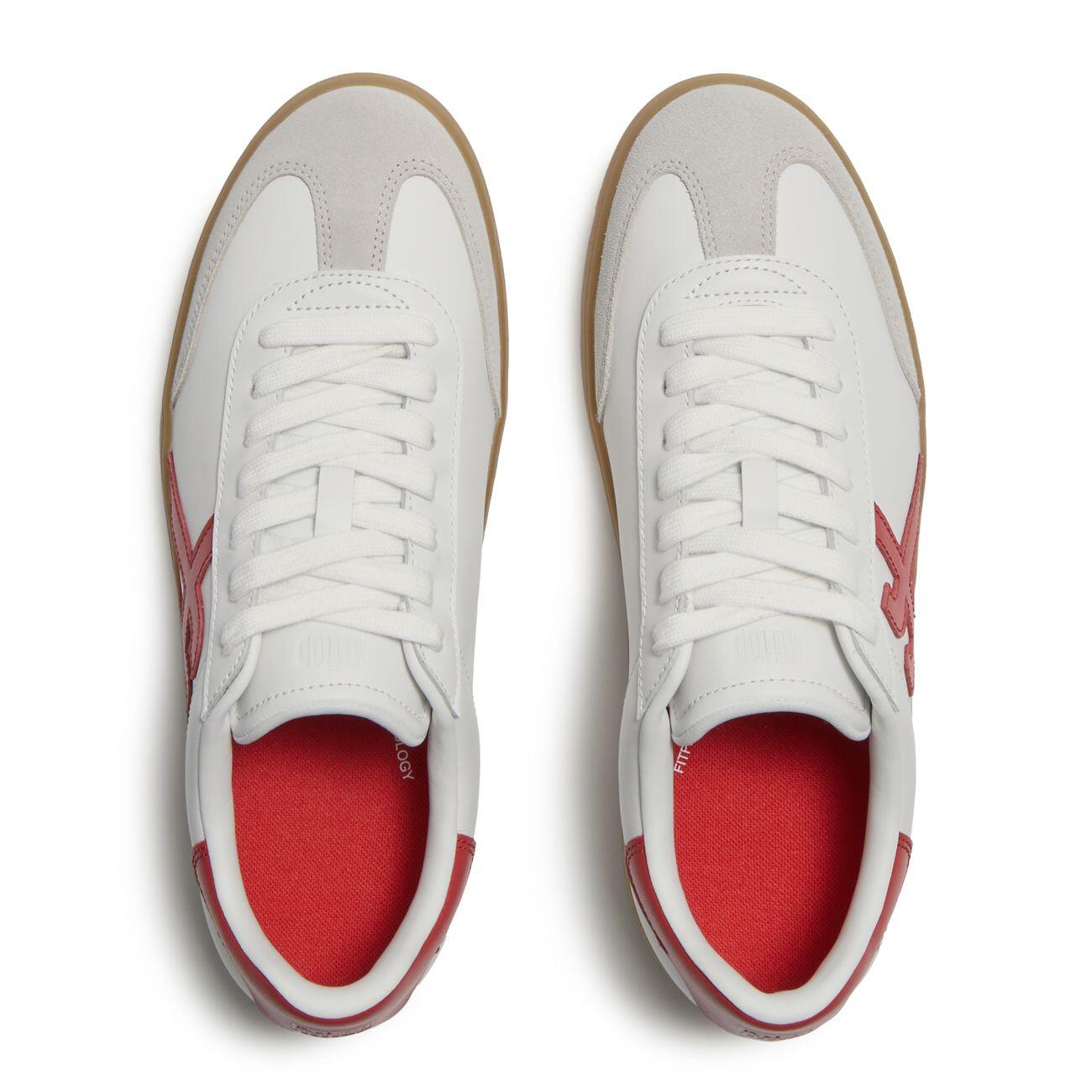 FITFLOP FitFlop The Dash Mens T-Toe Leather Sneakers  WIT/ROOD 41 5/7
