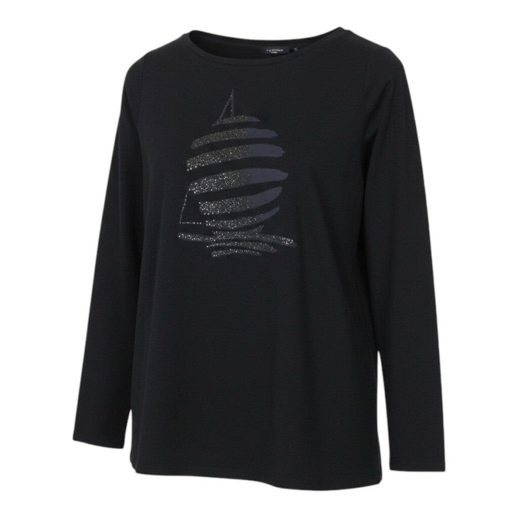 T-shirt femme Marina Yachting noir jersey col rond strass L 1/1