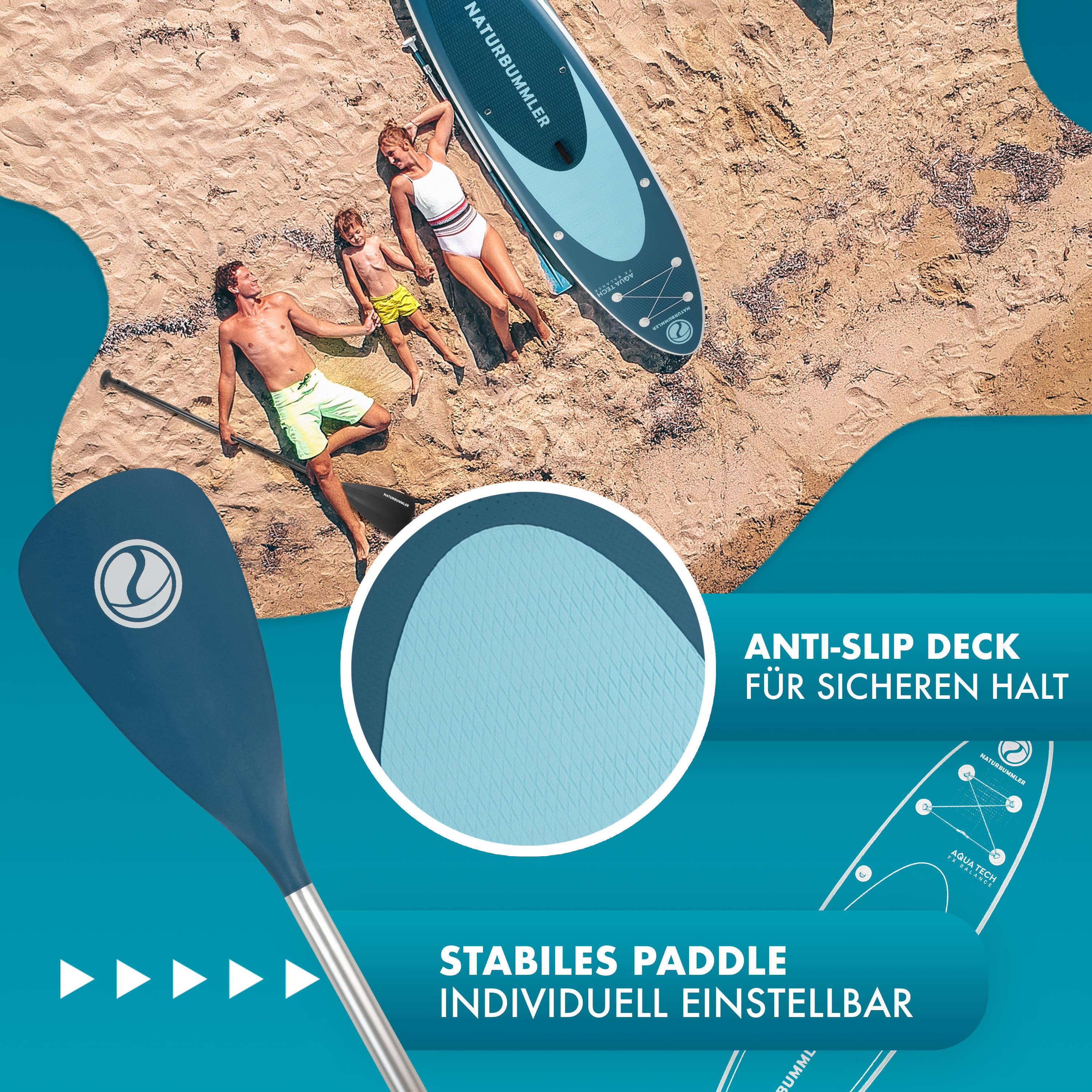 SUP Stand Up Paddle Board Set aufblasbar inkl. Paddel & Pumpe 330cm 4/5