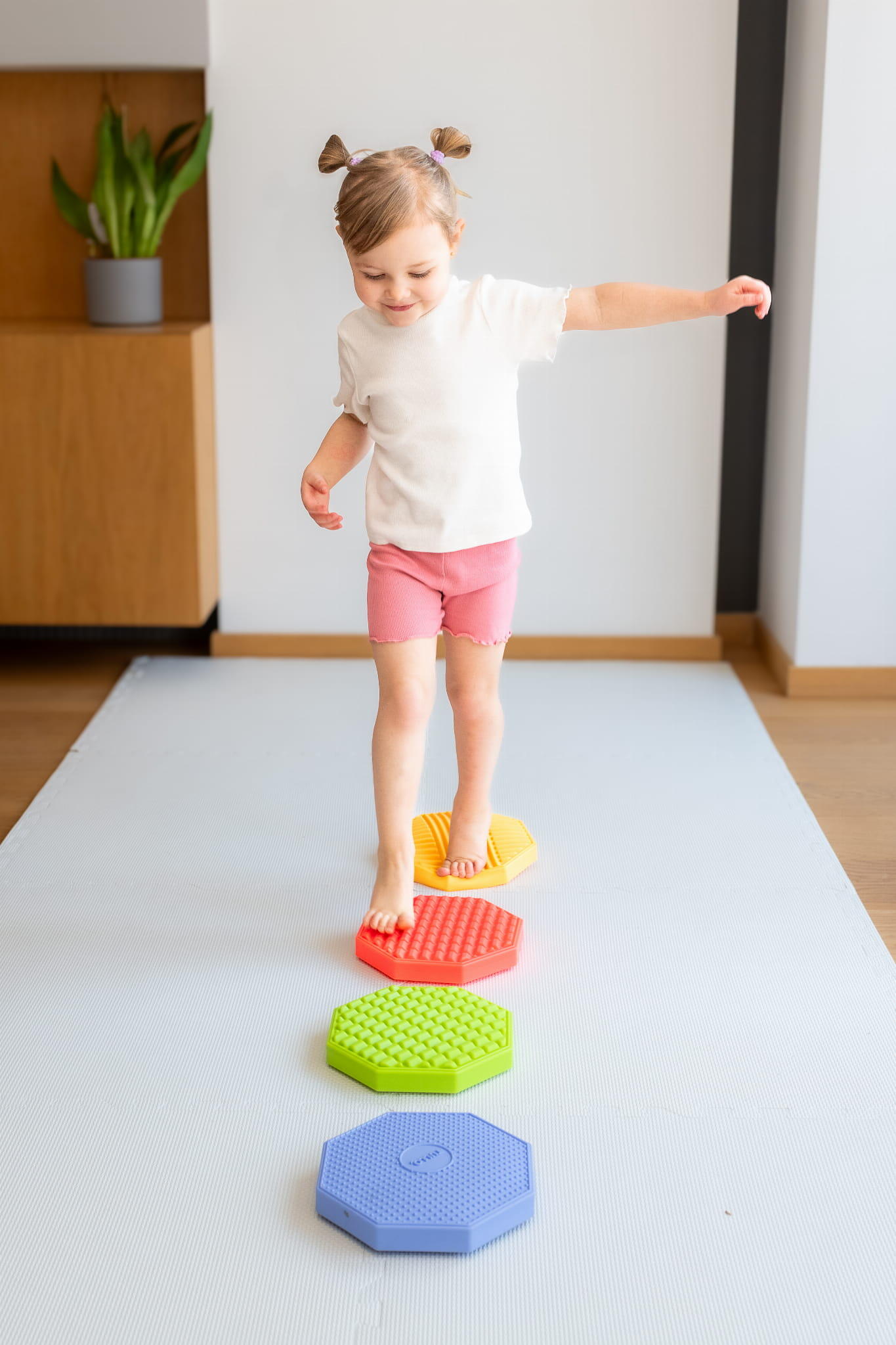 Kinder Fitness Sensorische Matten Achteck Orthopädisch Puzzle Bunt 4/4