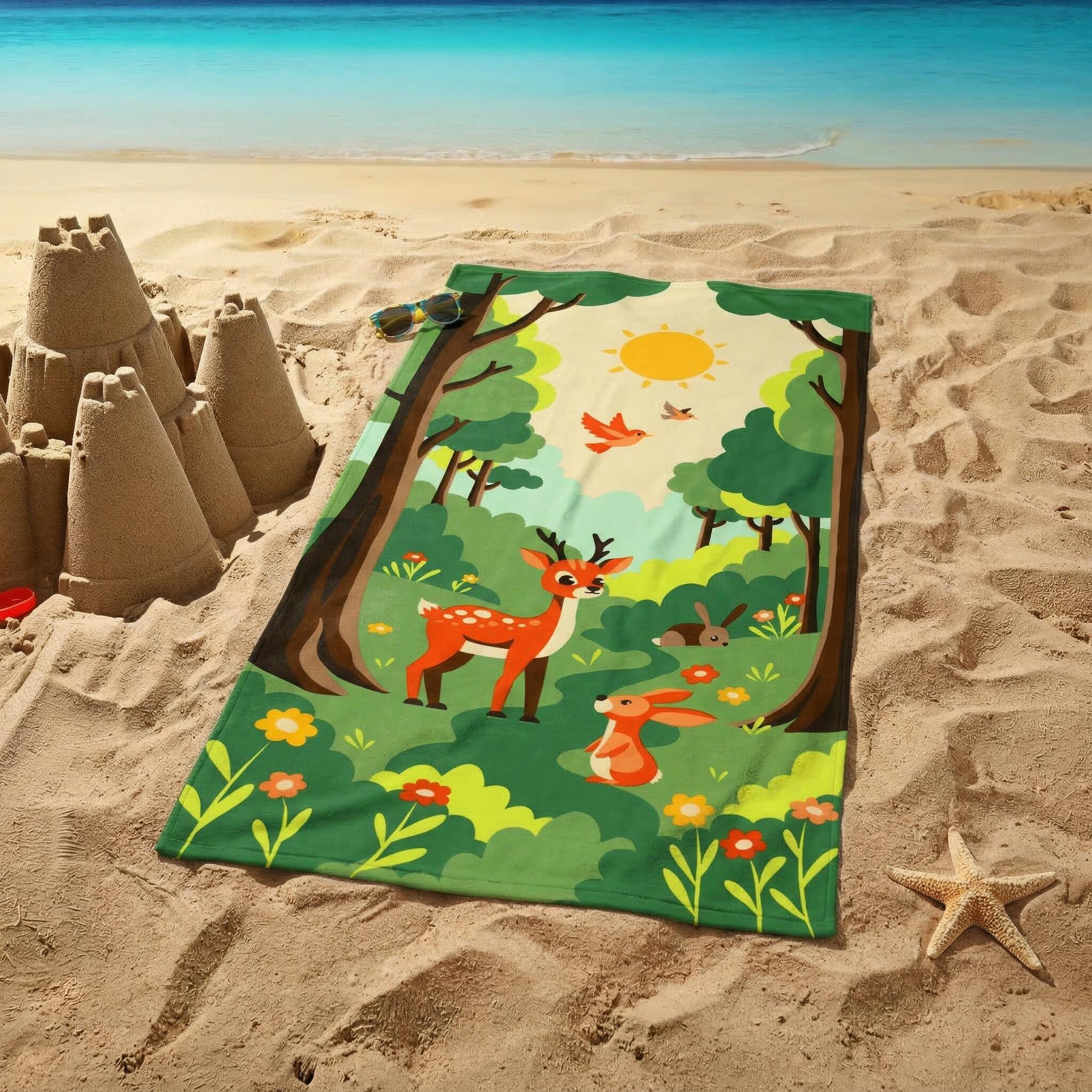 Telo mare in microfibra per bambini - Foresta - 70x140 cm - 220 g/m² 3/3