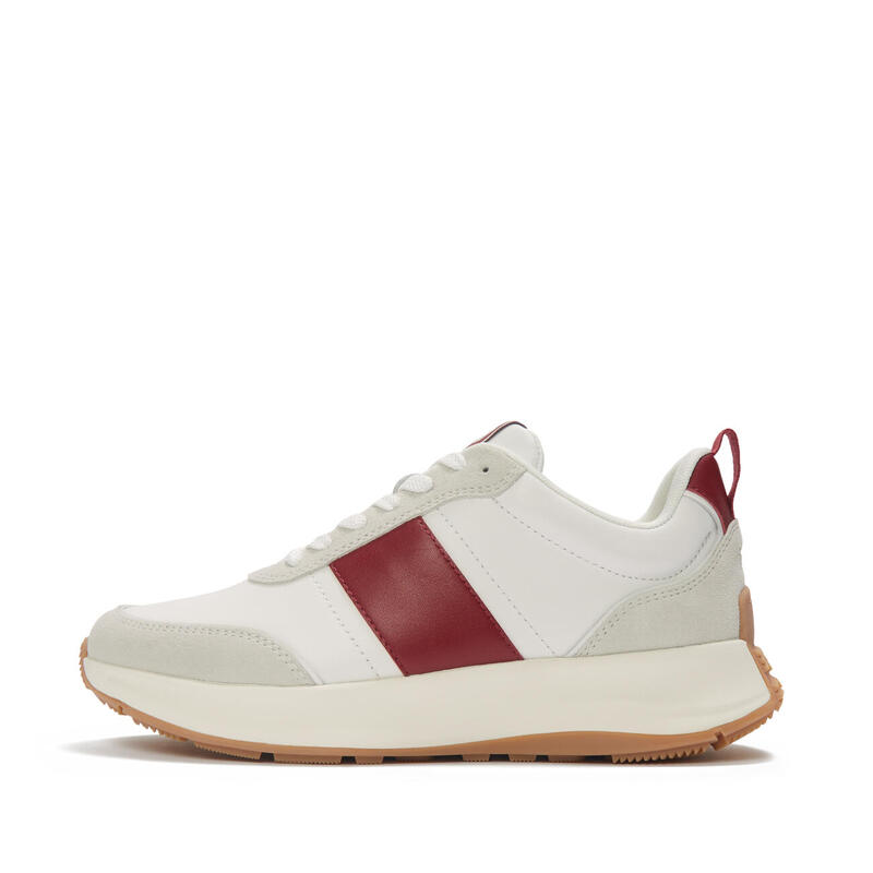 FITFLOP FitFlop F-Mode Flow Sneaker - Leather & Suede Mix  URBAN WIT/BURNT BERRY