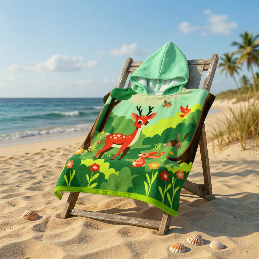 Poncho de baño de microfibra - Bosque - 60 x 60 cm - 220 g/m² 3/3