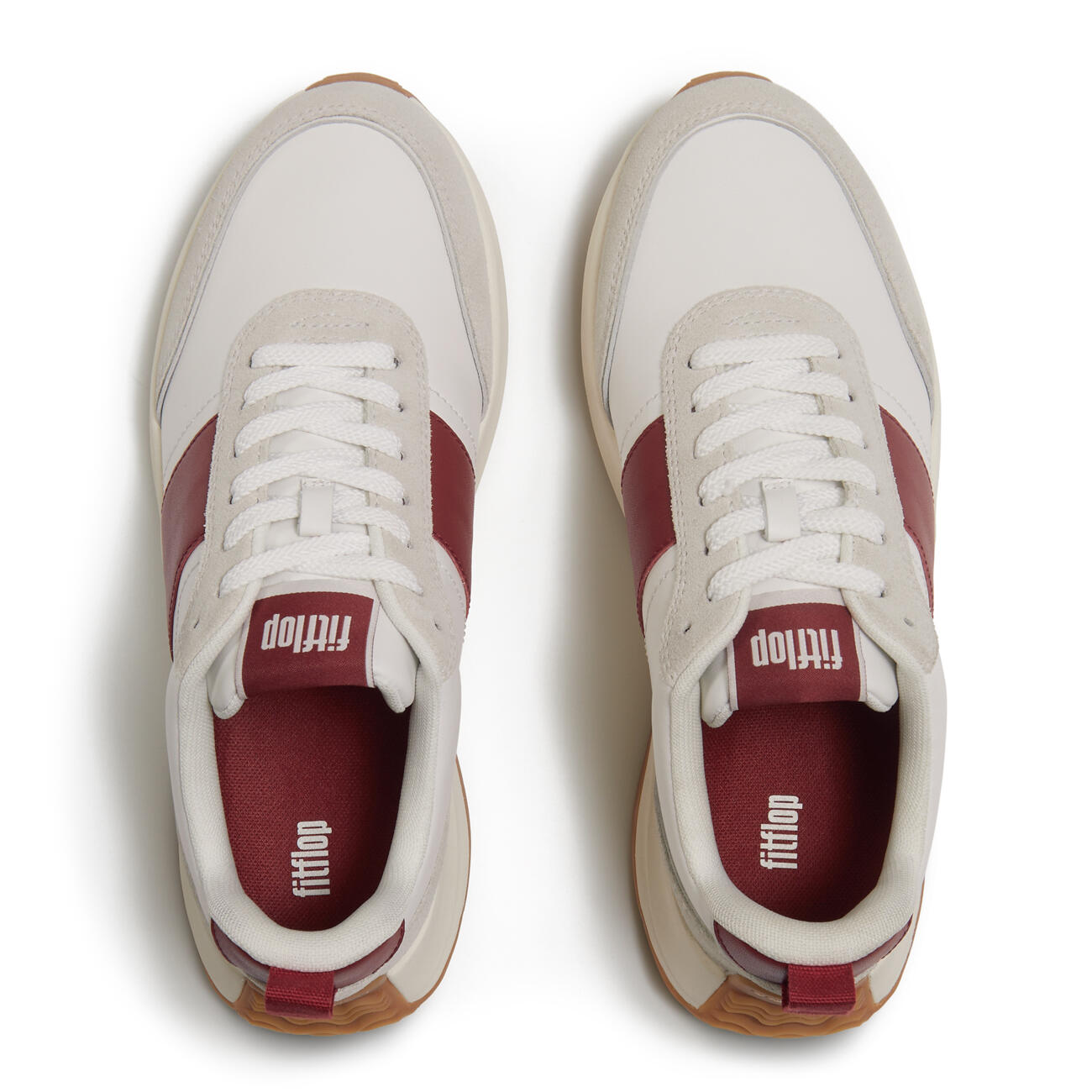 FITFLOP FitFlop F-Mode Flow Sneaker - Leather & Suede Mix  URBAN WIT/BURNT BERRY 5/7