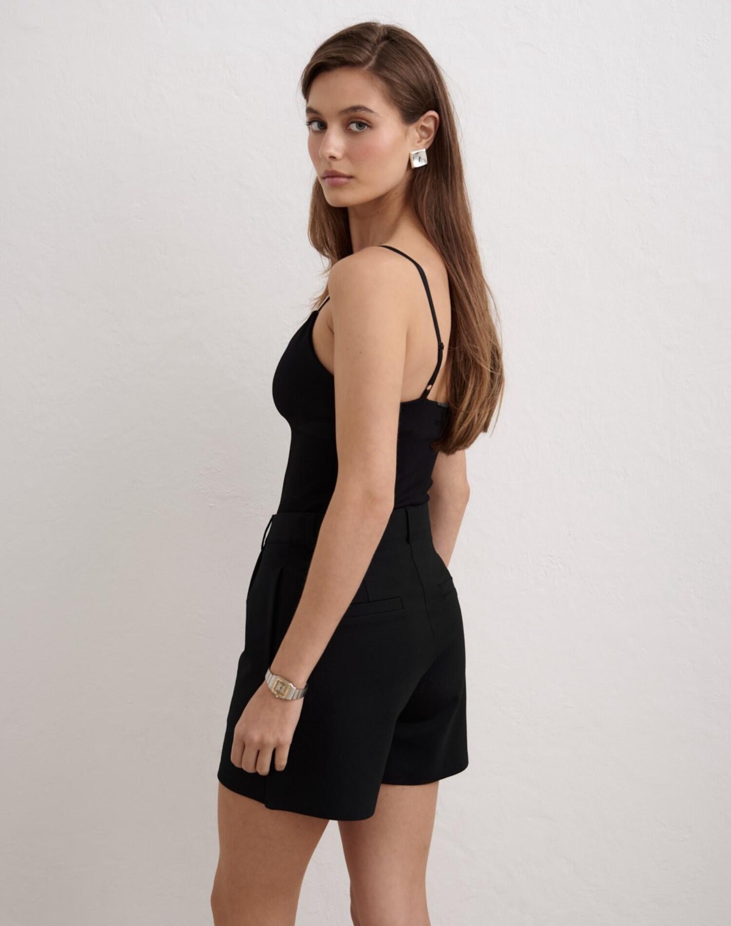 Bermudas Mujer Corte Sastre Cintura Alta Transpirable Elástico Luxe Negro 5/7