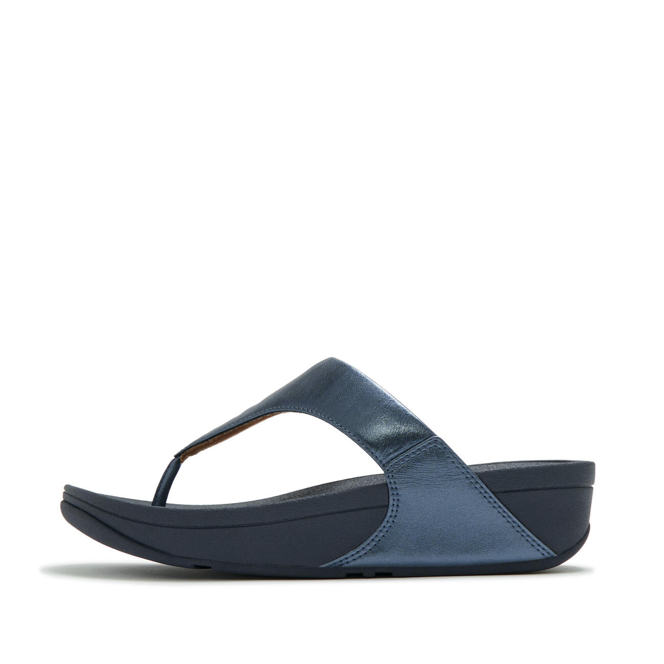 FITFLOP Lulu Lederen Teenslipper - Microwobbleboard-zool technologie  METALLIC 3/7