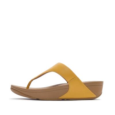 Fitflop lulu lederen teenslipper - microwobbleboard-zool technologie kurkuma 39