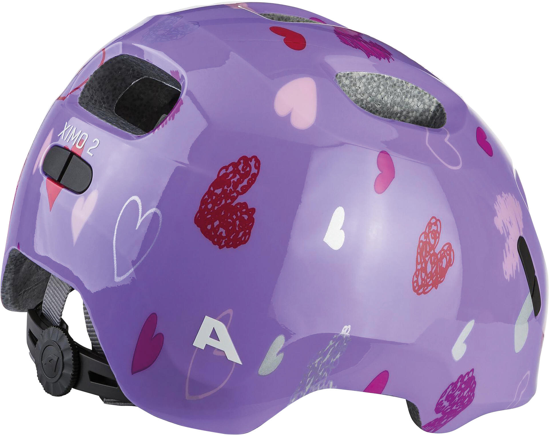 Casco per bambini Ximo 2, cuori viola 3/4