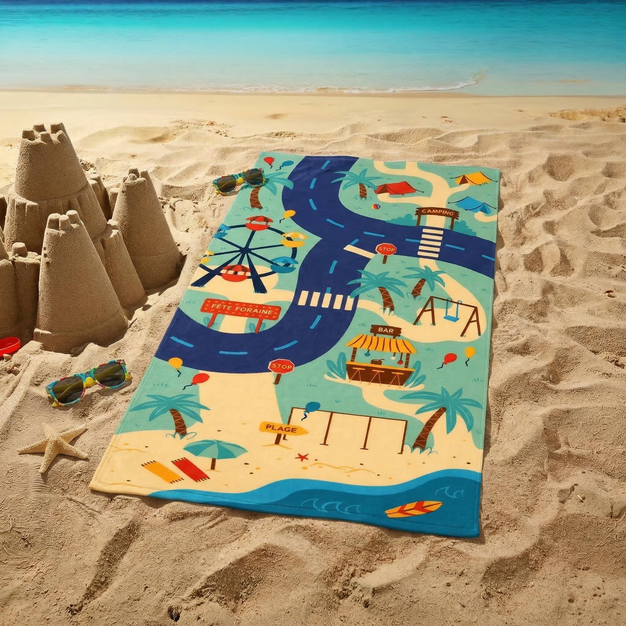 Serviette de plage enfant Echelles & Serpents (180x100) Quut - Dröm