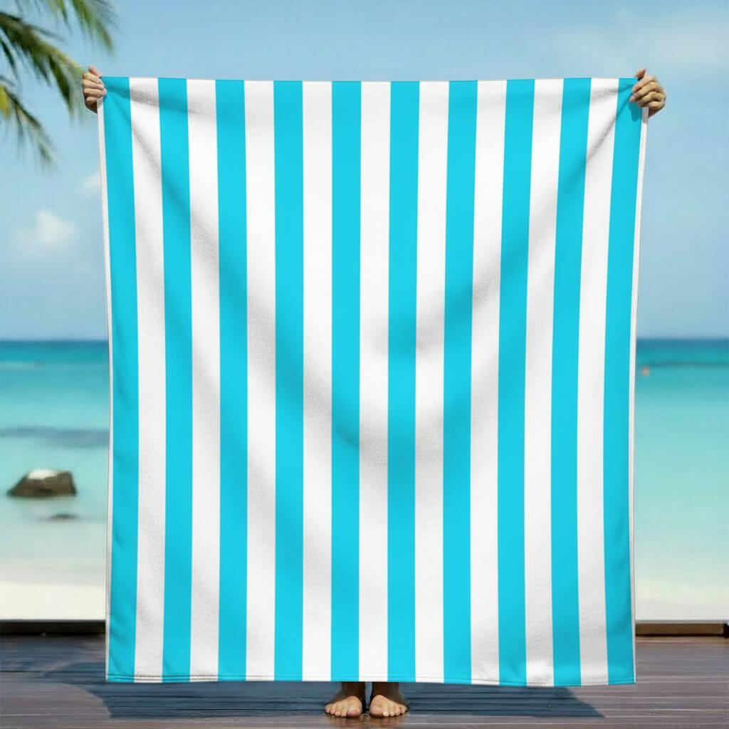 Serviette de plage XL microfibre - Rayada Turquoise - 140x170cm - 220g/m² 3/3