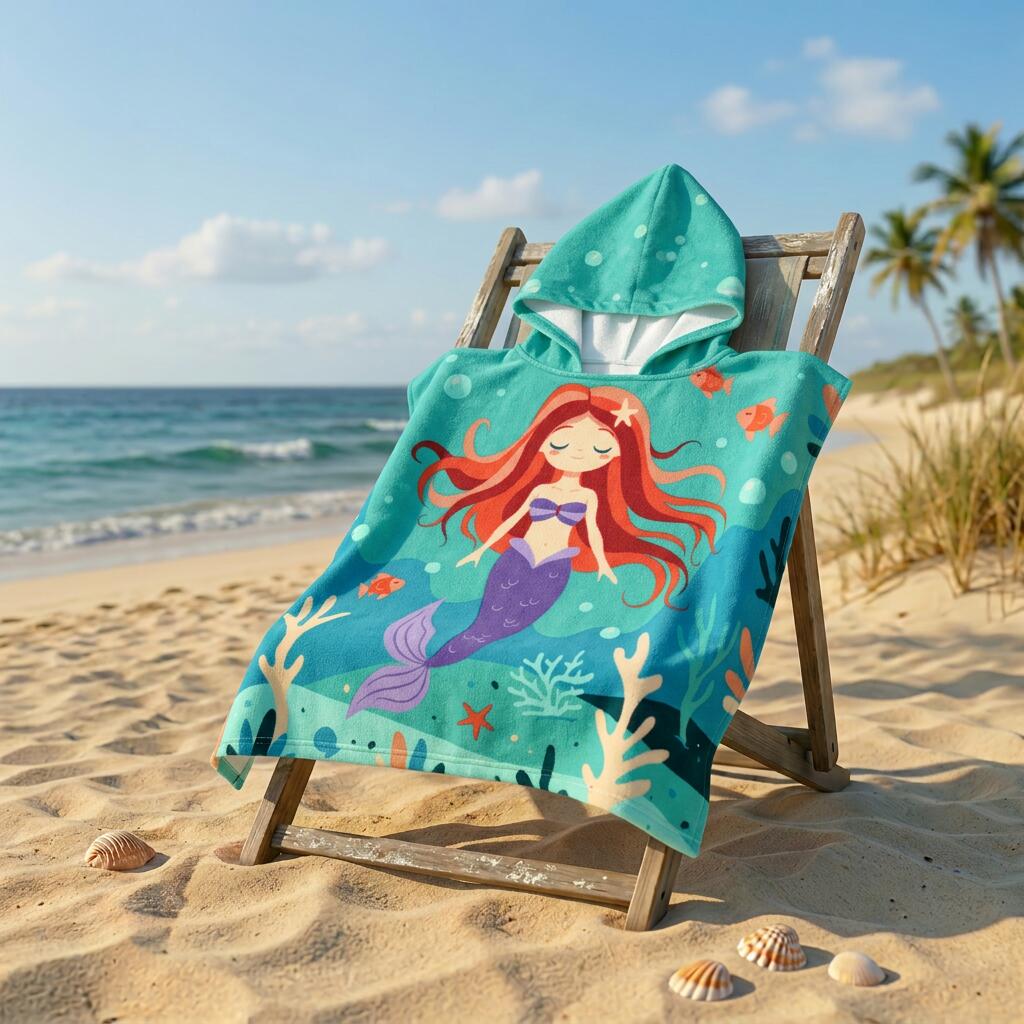 Poncho de baño de microfibra - Sirena - 60 x 60 cm - 220 g/m² 3/3