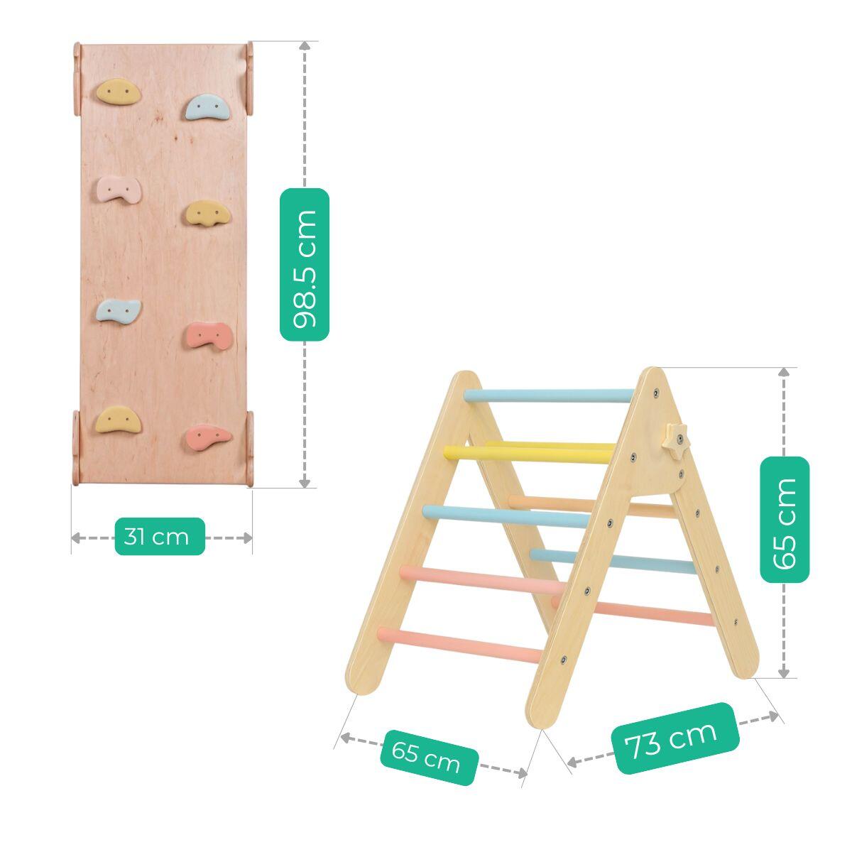 Structure d’escalade Lama – Triangle d’escalade en bois avec toboggan 3/7