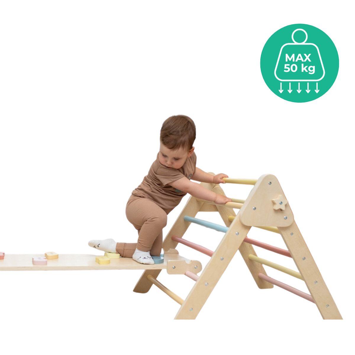 Structure d’escalade Lama – Triangle d’escalade en bois avec toboggan 4/7