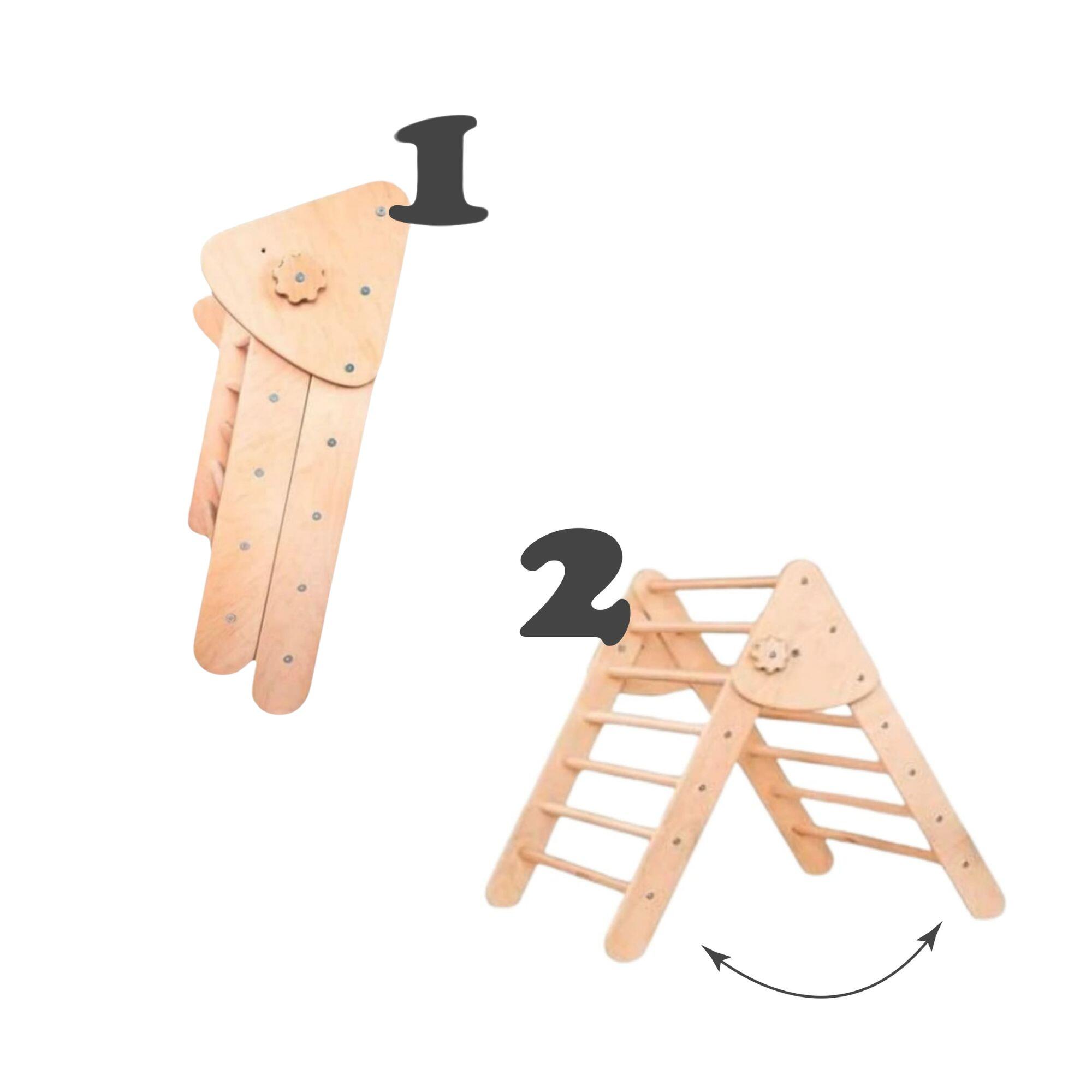 Structure d’escalade Lama – Triangle d’escalade en bois avec toboggan 6/7