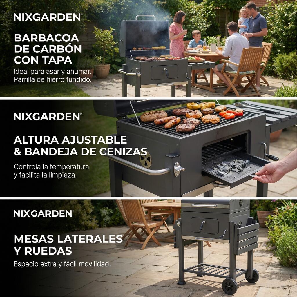Barbecue à charbon avec roues pour jardin et terrasse 3/7