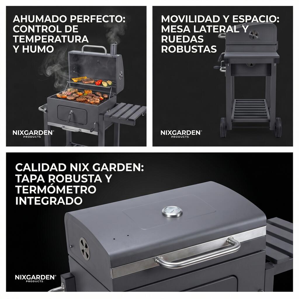 Barbecue à charbon avec roues pour jardin et terrasse 2/7