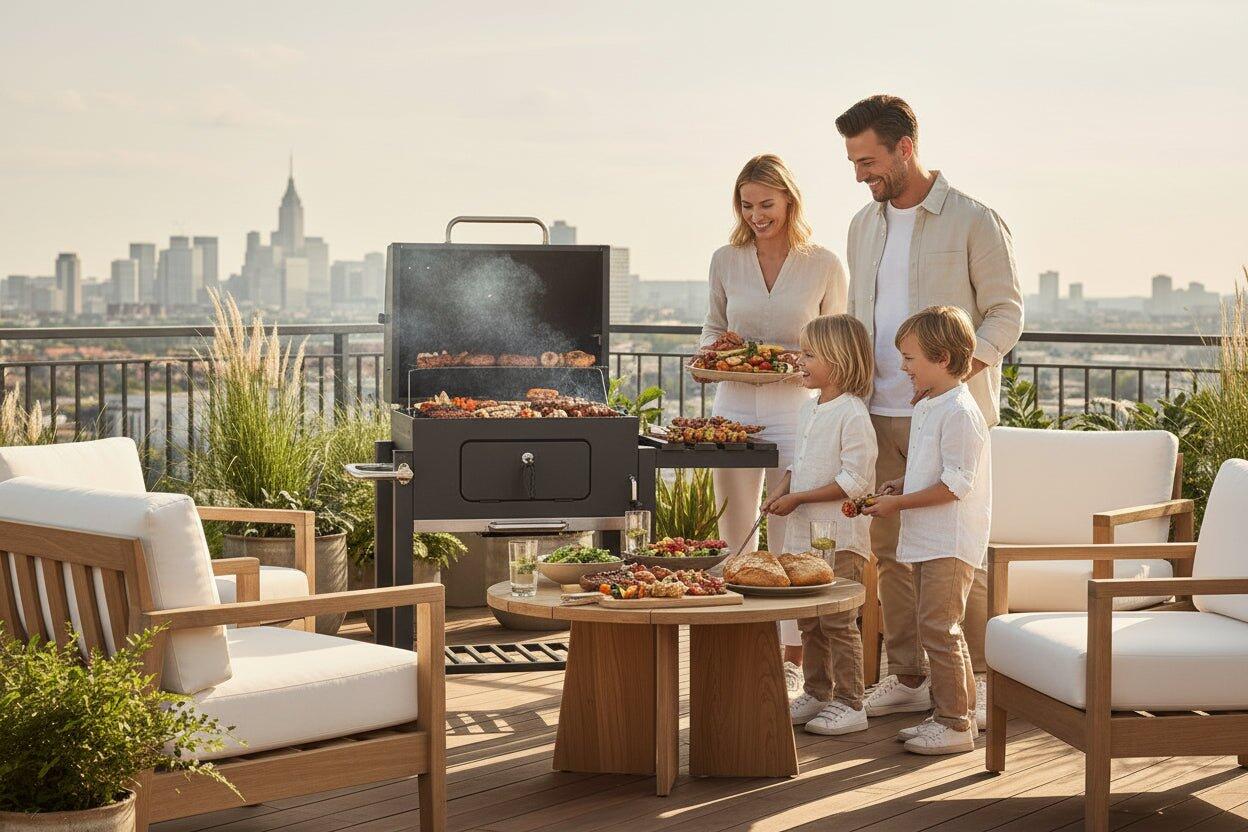 Barbecue à charbon avec roues pour jardin et terrasse 7/7