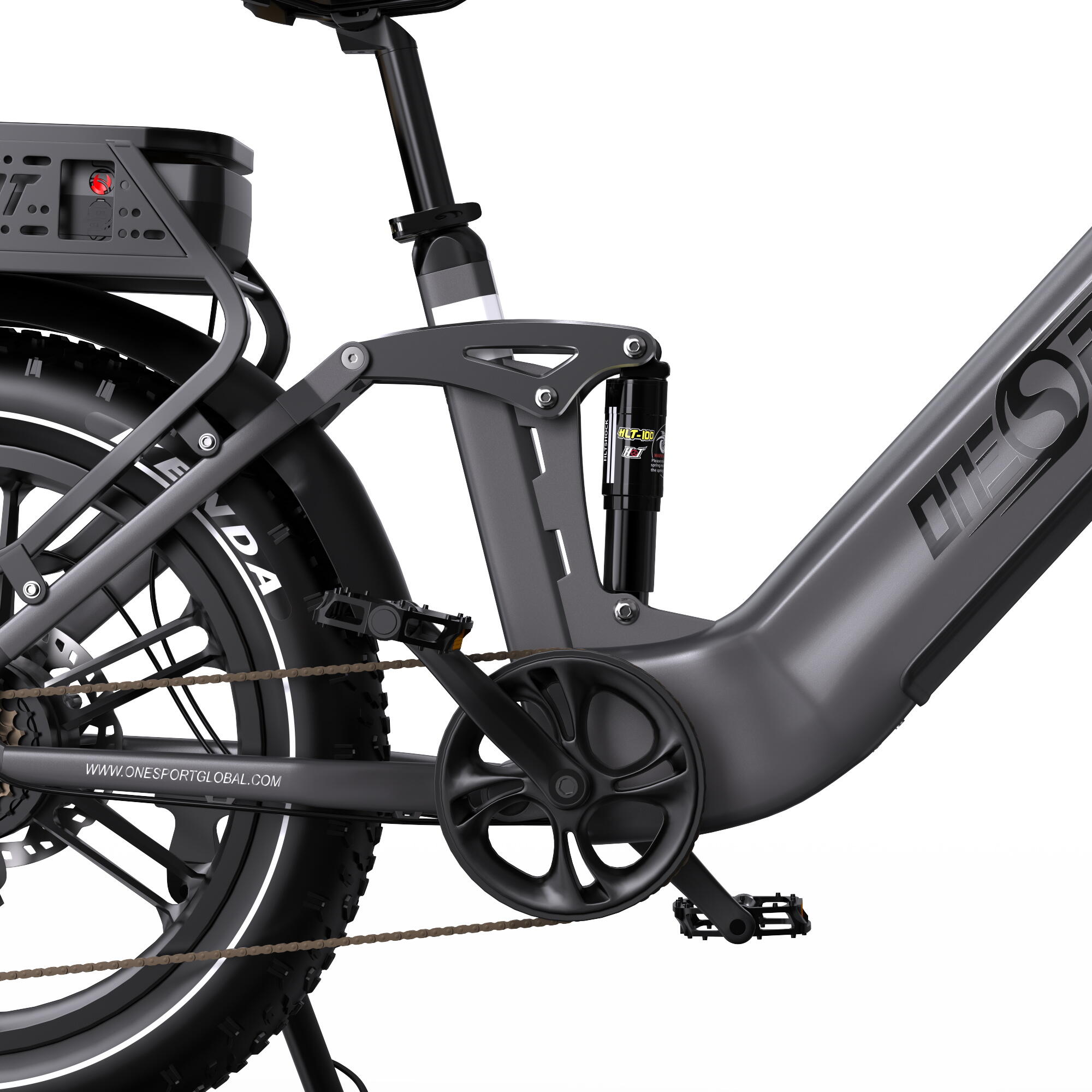 Vélo électrique tout suspendu ONESPORT OT08 PRO 48V 18Ah*2 Double batterie 5/7