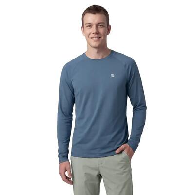 Heren wandel t-shirts lange mouw nahuel blue blauw
